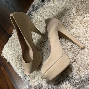 Beige open toe Steve Madden high heels